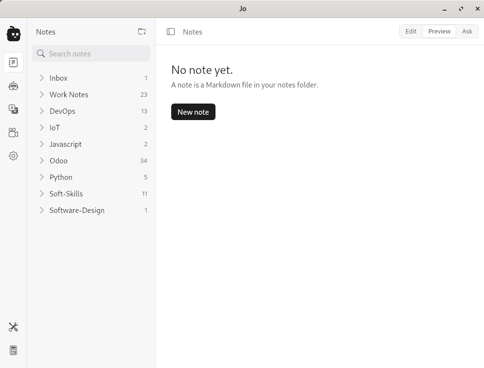 Notes screen