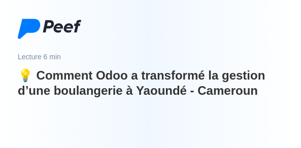 Comment Odoo a transformé la gestion d’une boulangerie à Yaoundé - Cameroun